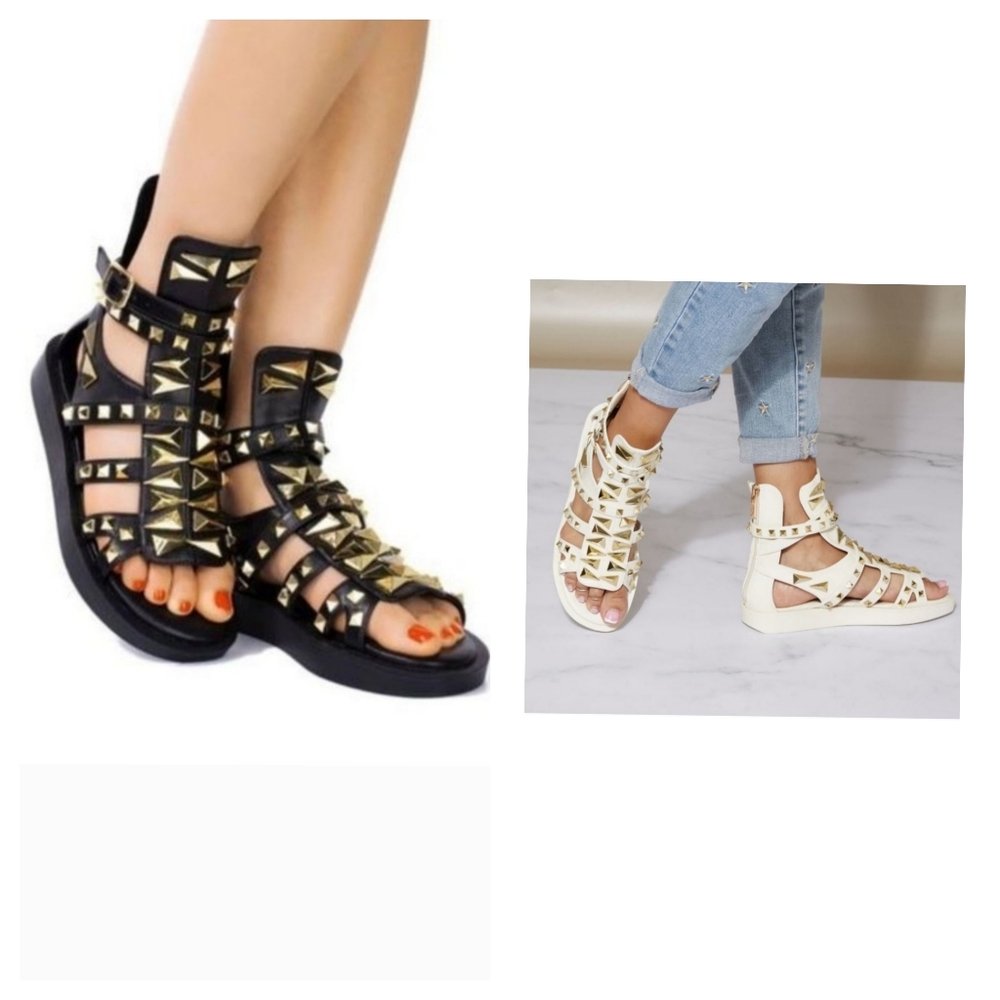 Studded Platform Gladiator Sandals